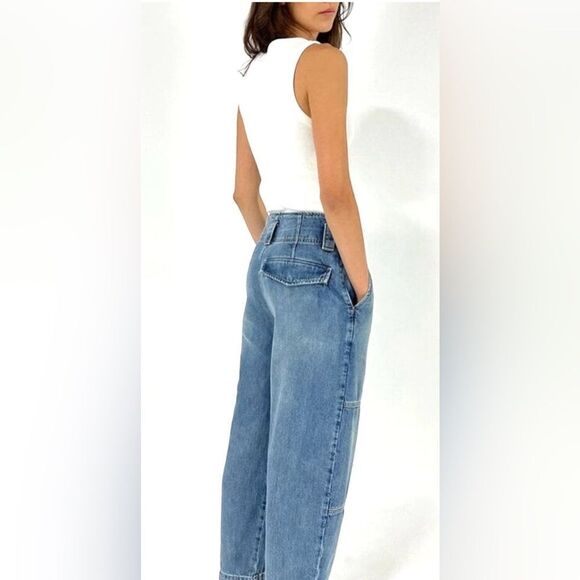 Anthropologie Etica Juni Relaxed Barrel Cargo in North Shore Jeans - Picture 3 of 15